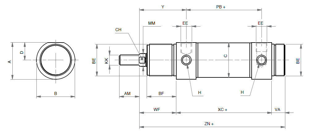 Cilindro Pneumatico Idm Artec Srl A Doppio Effetto Rotondo