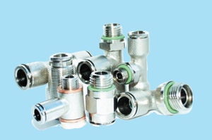 raccordo push-in / a gomito / pneumatico / in ottone nichelato