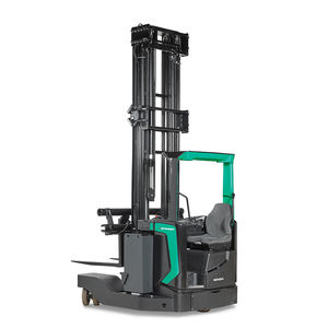 carrello elevatore retrattile elettrico / con posizione seduta di lato / per corsie strette / per magazzino