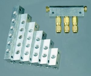 manifold a 6 vie / alluminio / per sistema di lubrificazione centralizzato
