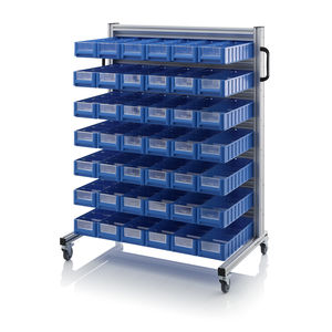 carrello di stoccaggio / in alluminio / a ripiani / porta-contenitori