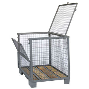 cassa-pallet in rete metallica / di stoccaggio / con coperchio / per carichi pesanti