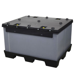 cassa-pallet in plastica / di stoccaggio / pieghevole / con coperchio