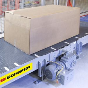 trasportatore a nastro / per casse / da trasporto / orizzontale