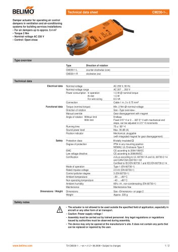 Tutti I Cataloghi E Le Schede Tecniche Belimo Automation Ag