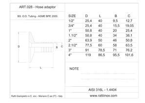 Art. 028 - Portagomma Tri-Clamp - BSOD ASME BPE