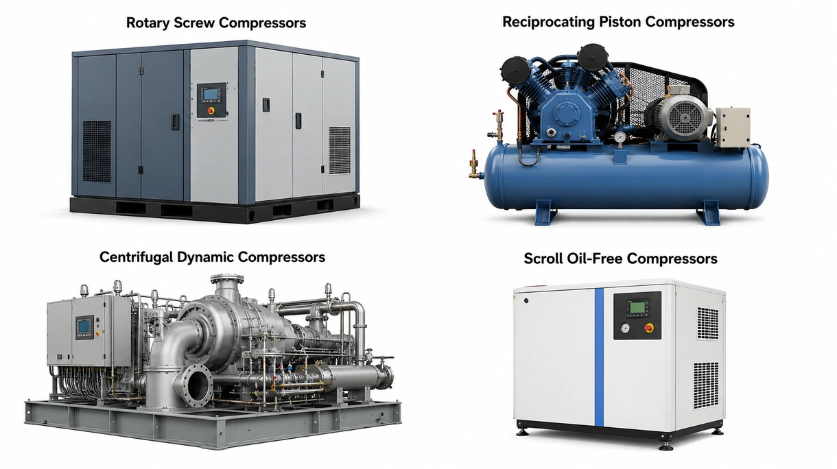 Primo piano dell'elemento di compressione di un compressore oil-free che mostra i rotori di precisione e i sensori termici per il monitoraggio delle prestazioni tecniche.