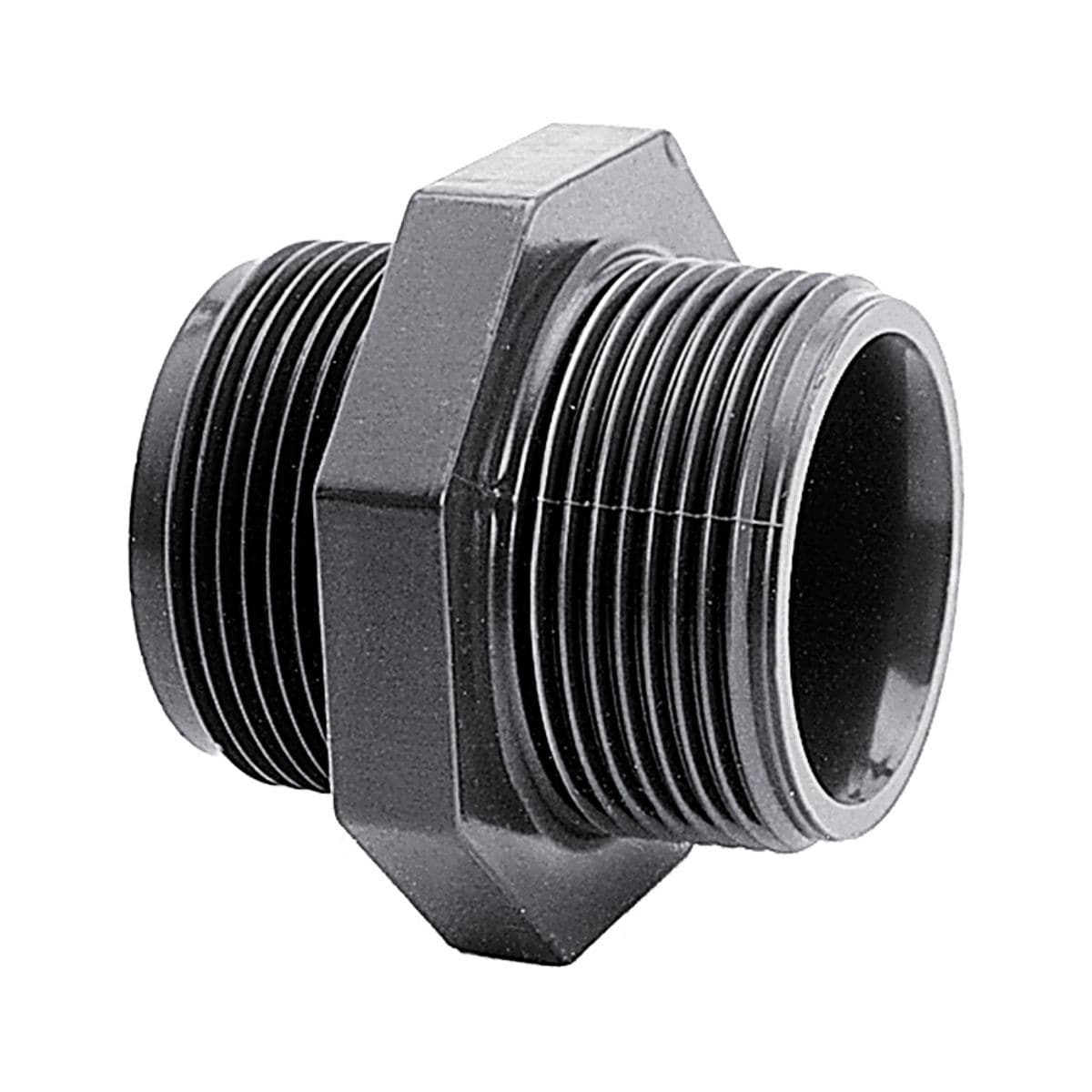 Nipplo uguale con raccordo filettato in plastica 1 1/4''x1 1/4