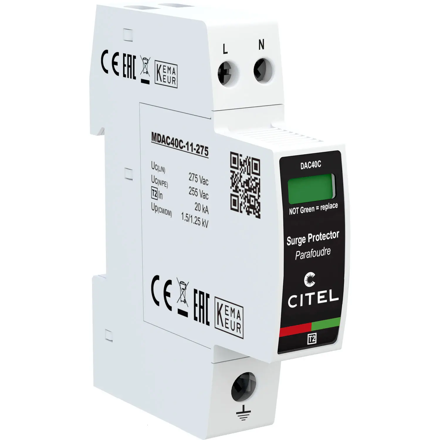 MeanWell SPD Scaricatore Di Sovratensione Modulare, Tipo 2 T2 3P+N 4M MeanWell SPD Scaricatore Di Sovratensione Modulare, Tipo 2 T2 3P+N 4M