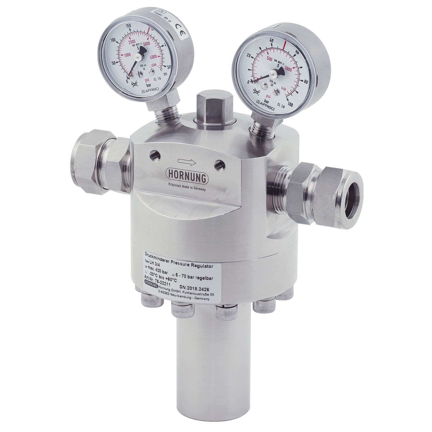 Regolatore Di Gas Ad Alta Pressione 0-30 PSI Con Manometro - Per Camper, Furgone, Rimorchio, Con Adattatore Per Serbatoio