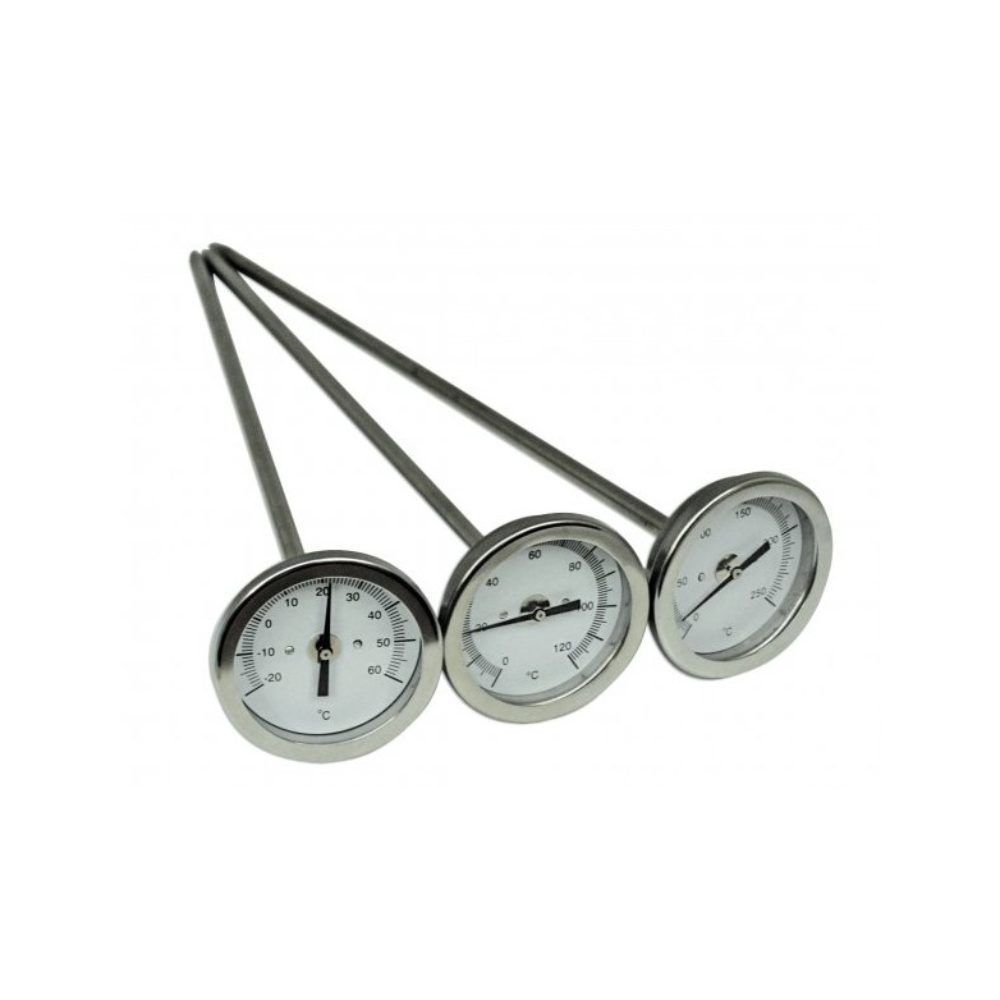 Termometro Bimetallico Da 63mm Per Caldaie E Riscaldamento, 0-120°C, In Acciaio Inox Con Guaina In Rame