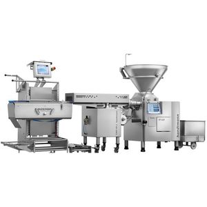 linea di produzione di carne tritata di riempimento / con porzionatura / di pesatura
