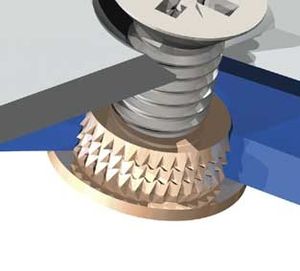inserto filettato / in ottone / piatto / per plastica