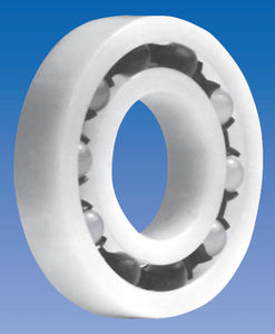 2 Cuscinetti In Plastica POM 6204 Aperti - 20x47x14mm, Sfera In Vetro, Gabbia Nylon, ABEC1