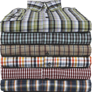 camicia da lavoro / in cotone / blu / verde