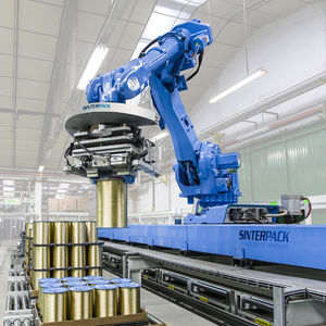 pallettizzatore con robot mobile su rotaia