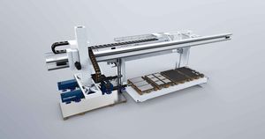 sistema di carico e scarico per sistema laser