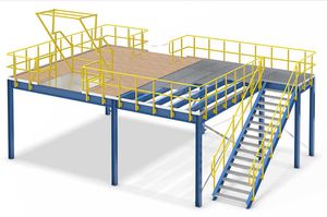 soppalco industriale con scaffalature