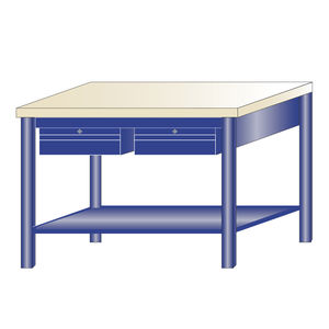 banco da lavoro in legno / monoblocco / 2 cassetti