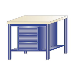 banco da lavoro in legno / 3 cassetti / monoblocco