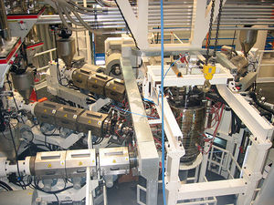 linea di estrusione film soffiato / per PET / per plastica a bolle d'aria