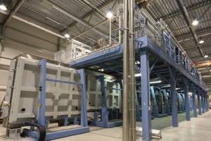 macchina di deposizione per polverizzazione catodica verticale in linea