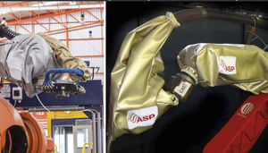 copertura di protezione per robot di saldatura