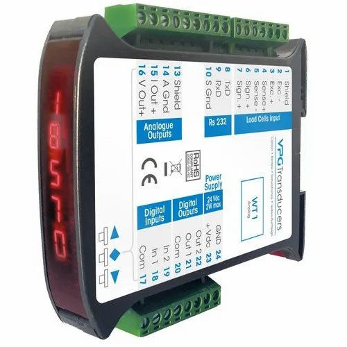 Indicatore di peso con display LED - WT1 - VPG Transducers - Vishay Precision Group - su guida DIN / a sicurezza intrinseca / analogico