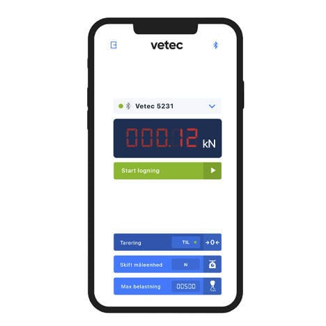 Applicazione mobile per dinamometro - Vetec A/S - di supervisione / di misura / di pesatura