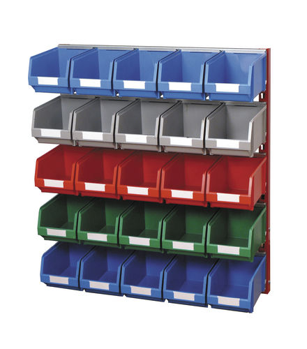 Espositore murale per contenitori a bocca di lupo - 785 x 310 x 1000 mm | PR-10/3 - Plastipol, s.a.