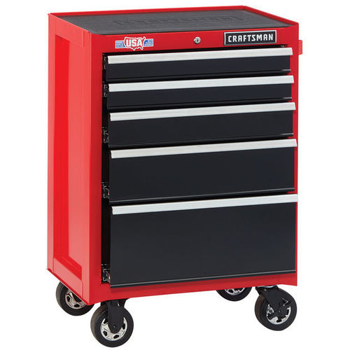 Armadio da officina - CMST22751RB - Craftsman. - porta-attrezzi / con rotelle / 5 cassetti
