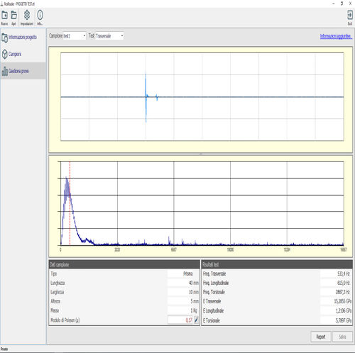 Software di rapporto di test per la determinazione di frequenza di risonanza - RESREADER - M.A.E. S.r.l.