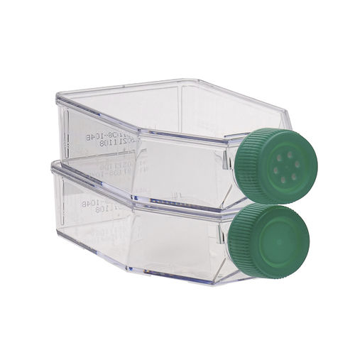 Fiala a fondo piatto - CCFP series - LABBOX LABWARE S.L. - in polistirene / con tappo / per coltura cellulare