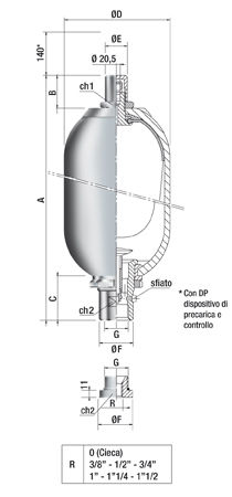 Accumulatore a vescica - SI series - SAIP S.R.L. - ad azoto / in acciaio al carbonio / idropneumatico
