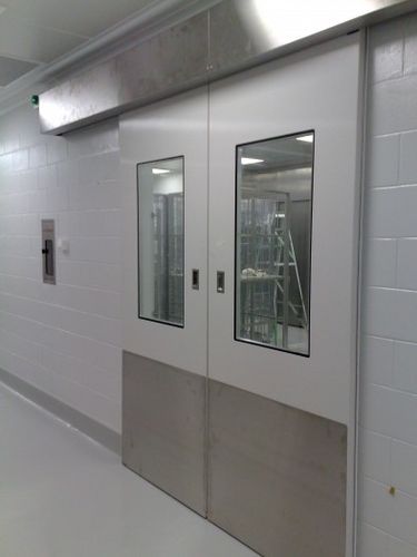 Porta scorrevole - K series - Dortek Ltd. - in PRFV / per camera bianca / industriale