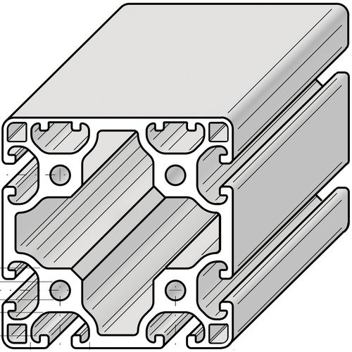 Profilo in alluminio - PRO8080L2N - Alváris Profile Systems GmbH - con scanalature / ad uso industriale / leggero