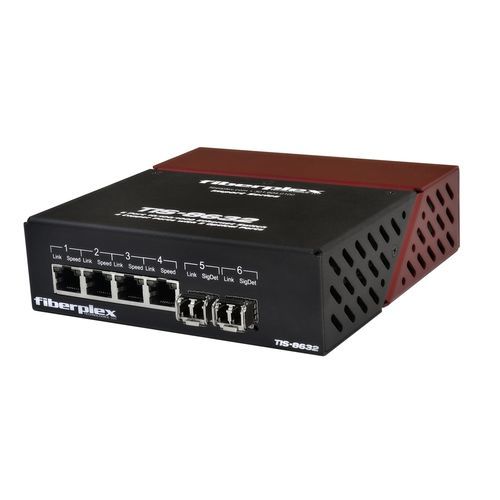 Switch Ethernet 6 porte - TIS-8632 series - FiberPlex Technologies, LLC - su guida DIN / SFP+ / industriale