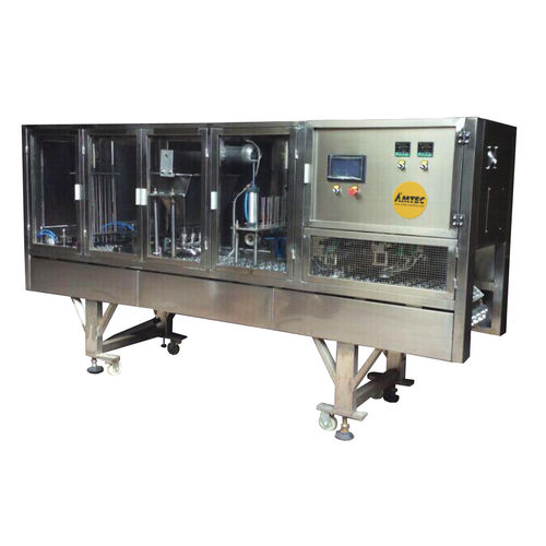 Riempitrice-opercolatrice automatico - 14-20 p/min, 2 lane - AMTEC Packaging Machines - per bicchieri / per polvere