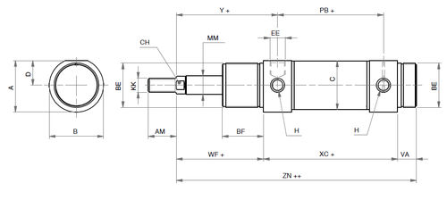 Cilindro pneumatico - ISEM - ARTEC SRL - a effetto semplice / rotondo