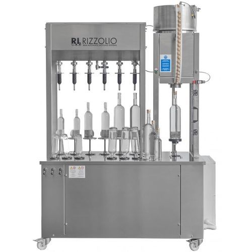 Macchina di riempimento semiautomatica - COMPACTBLOCK 6-6-1 500/BH - Rizzolio s.r.l - per bottiglie in vetro / per liquidi / per l'industria agroalimentare