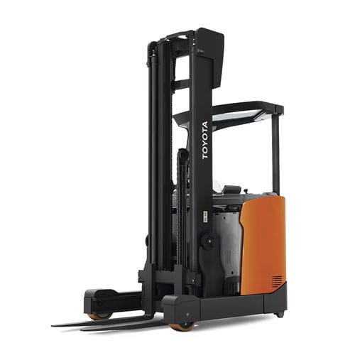 Carrello elevatore retrattile con cabina ribaltabile - RRE H series - Toyota Industrial Equipment - elettrico / con seduta laterale / per magazzino frigorifero