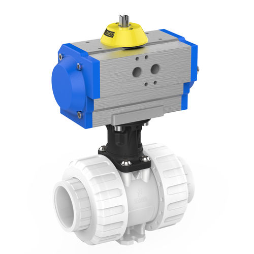 Valvola a sfera - M1 - Praher Plastics Austria GmbH - a comando pneumatico / per liquidi alimentari e bevande / con flangia