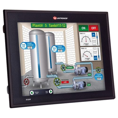 PLC con HMI con touch screen integrato - Vision1210&trade; series - Unitronics - per montaggio su pannello / con I/O integrati / ingressi analogici