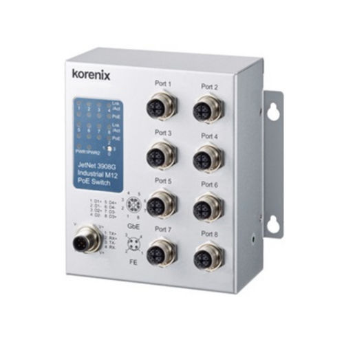 Switch Ethernet non gestibile - JetNet 3908G-M12 - Beijer Electronics - 8 porte / gigabit / a parete