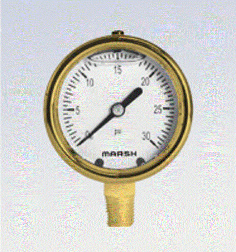Manometro con quadrante - Marsh Bellofram - filettato / in ottone / a tubo Bourdon