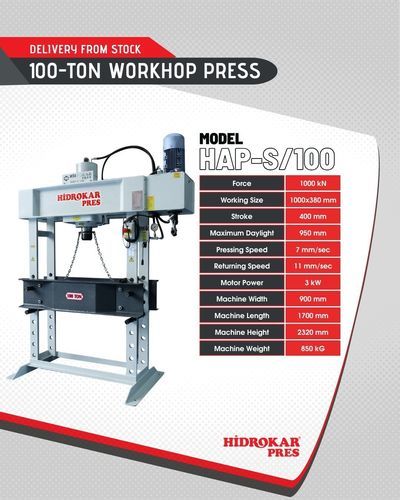Pressa idraulica - HAP-S/100 - HIDROKAR PRES INDUSTRY AND TRADE CO. - a motore / ad azionamento manuale / punzonatrice