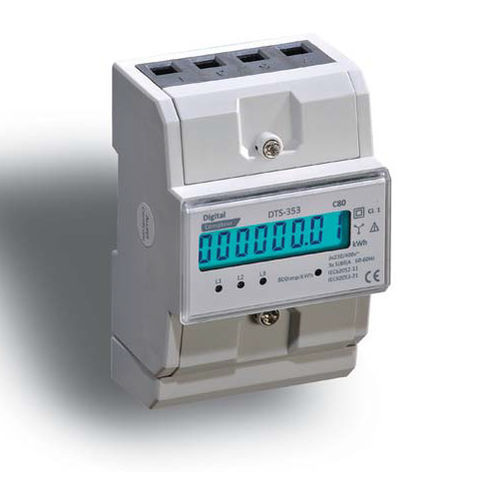 Contatore di energia elettrica trifase - 14162 - DIGITAL ELECTRIC - su guida DIN / RS-485 / con display LCD