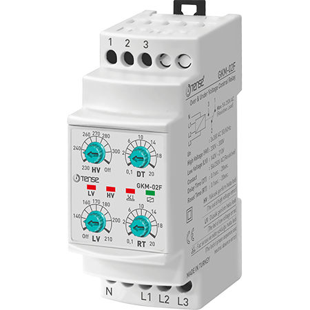 Relè di controllo di sovratensione - GKM-02F - Tense Electronic - di sottotensione / di sequenza di fasi / su guida DIN