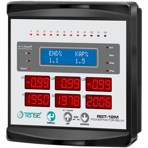 Regolatore di potenza reattiva trifase - RGT-12M - Tense Electronic - con multimetro / 12 livelli
