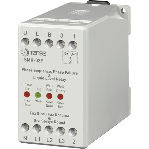 Relè di sorveglianza di sequenza di fasi - SMK-03F  - Tense Electronic - di livello / su guida DIN